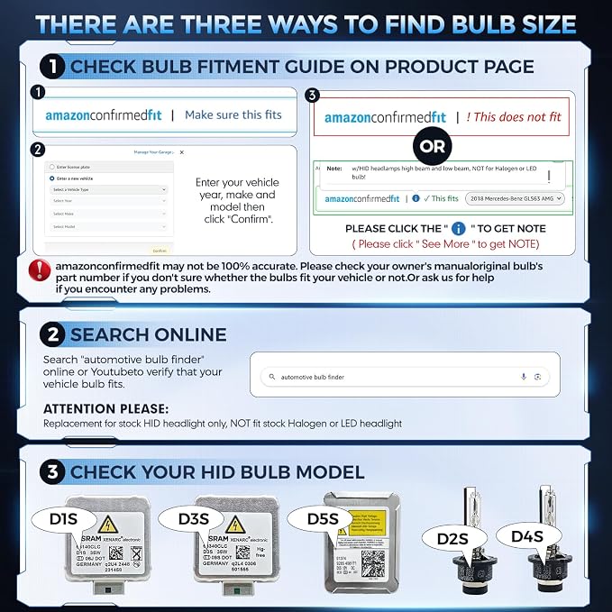 D5S HID Bulbs, 35W Super Brighter HID Headlight Bulb 6000K Cool White Replacement Xenon D5S High Low Beam Bulb w/Integrated Ballast - Pack of 1