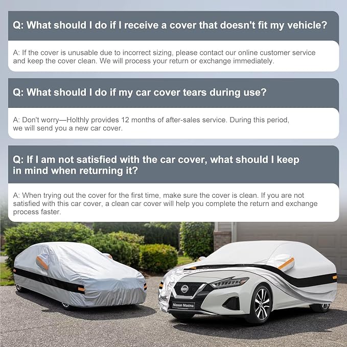 10 Layers Car Cover Custom Fit for Nissan Maxima (1988-2026), Waterproof All Weather for Automobiles, Outdoor Full Cover Sun Dust Rain Protection with Cotton. Silver