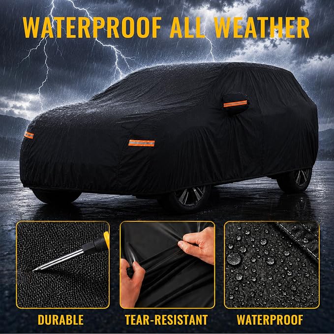 X AUTOHAUX Car Cover for Nissan Rogue 2014-2024 210D-PU Outdoor Full Car Cover All Weather with Door Zipper for Waterproof Windproof Sun Rain Snow Protection