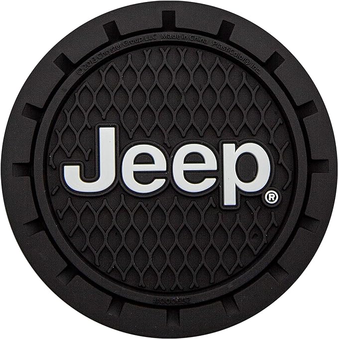 Plasticolor 000652R01 Jeep Logo Auto Car Truck SUV Cup Holder Coaster 2-Pack , Black
