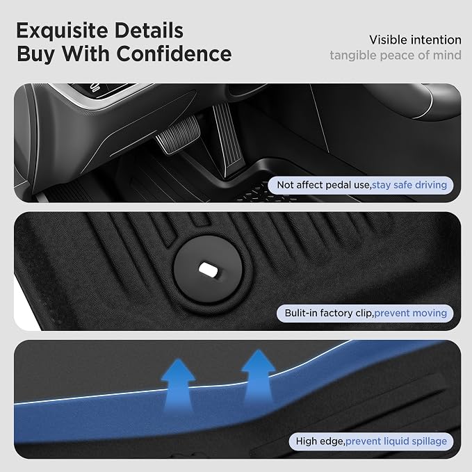 2027 for Kia Telluride Floor Mats Only Hybrid 7&8 Seat All Weather TPE Cargo Mat with Backrest Mat for Kia Telluride Accessories 2027 EX/SX/X-Line SX/SX Prestige/X-Line SX Prestige Black ﻿