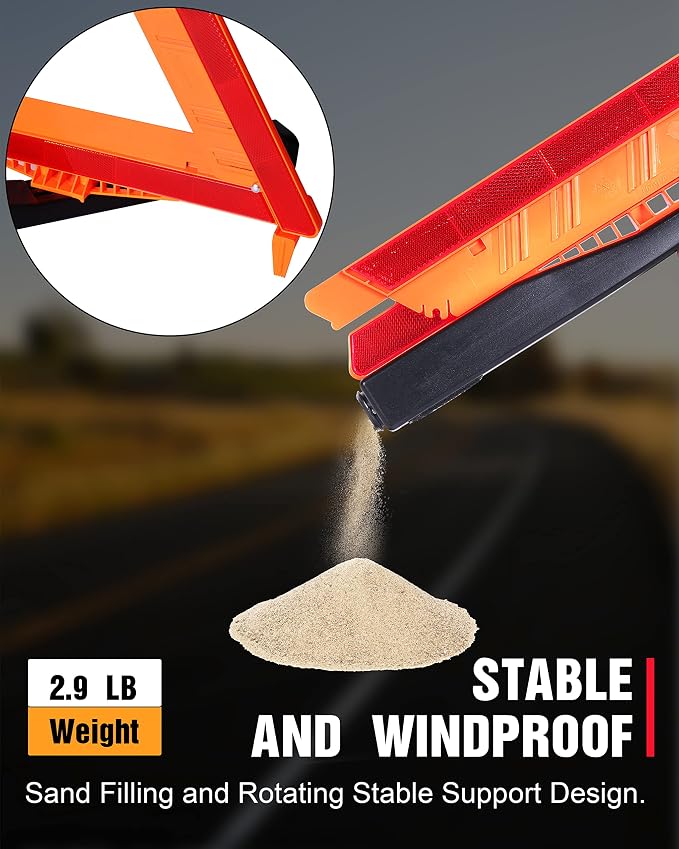 SAFEMATE 12 Pack Warning Triangle DOT Approved, Foldable Emergency Safety Reflective Triangles for Roadside Vehicles Breakdown with Carrying Case
