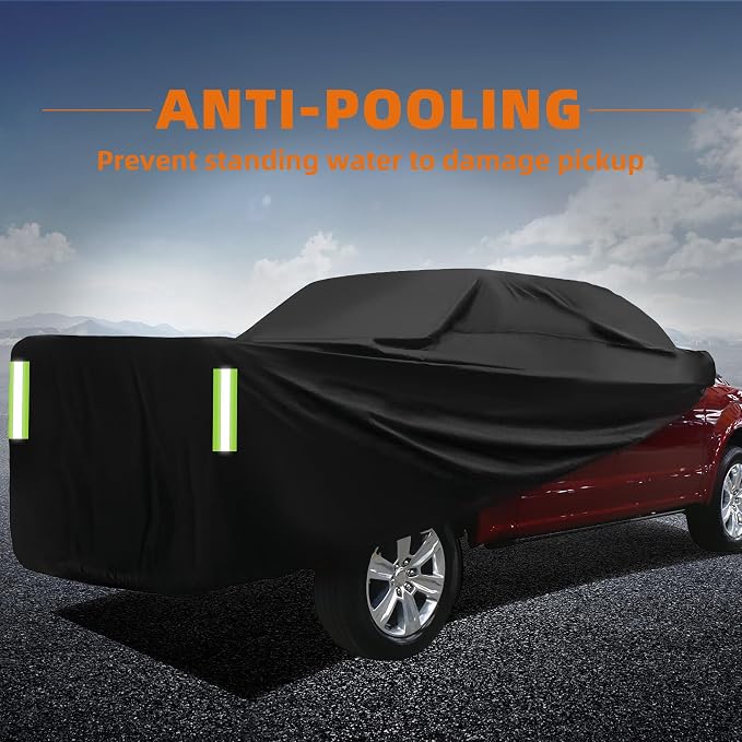 Truck Cover Waterproof All Weather - Heavy Duty Outdoor Pickup Truck Cover Windproof Sun Rain Protection - Universal Fit for Ford F150 Chevy Silverado (Fit Truck: Length Up to 242 inch)