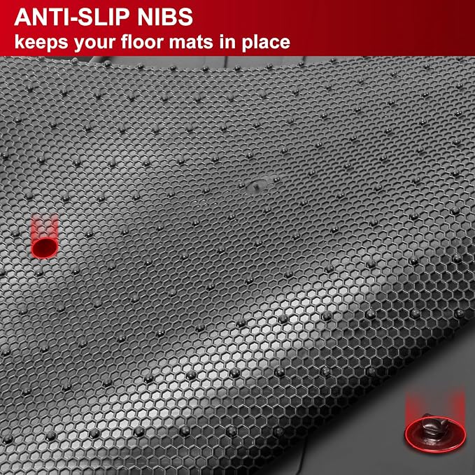 Fit 2018-2024 Toyota Camry Custom Fit Floor Mat IKON Style Gray/Grey | IKON MOTORSPORTS, Rubber Heavy Duty All Weather Car Front Rear Carpets Liner 5PC, 2019 2020 2021 2022