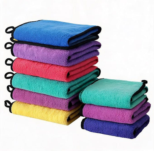 10 Pack Microfiber Towels for Car Detailing - Multicolor Coral Velvet Ultra-Soft Super Absorbent Drying Cloths, Lint-Free Streak-Free for Auto & Home, 11.8"x15.7" Assorted Colors
