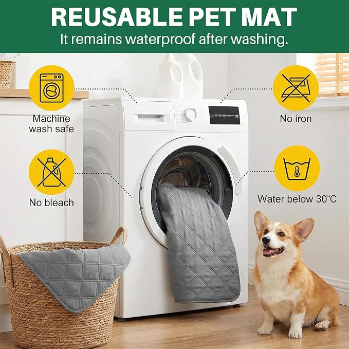 4 Pack Waterproof Chair Pads for Incontinence - Waterproof Seat Protector Pads 22" X 21", Resuable Washable Non-Slip Absorbent Chair Seat - Absorbent for Bed, Seat, Car, Wheelchair & Recliner（Gray）