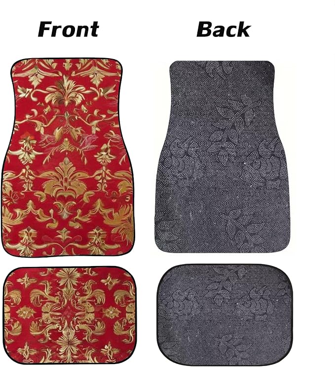 Car Floor Mats Non-Slip Automotive Floor Mats All-Weather Front Rear Car Floor Foot Mat Sets of 4 Pieces Foot Mats Rugs Carpet for Car Trucks SUV Sedans (FUGU-05)