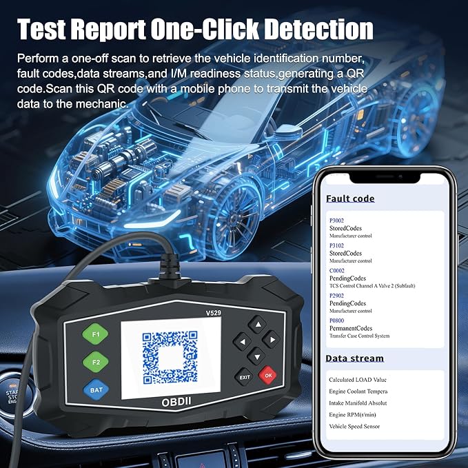OBD2 Scanner Diagnostic Code Reader,Automotive OBD II Engine Light,Battery Tester,Mode 6, Mode 8 & I/M Readiness,OBDII Scan Tool for All OBDII Cars 1996+(OBDIIBlack)