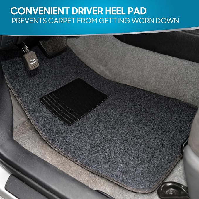 BDK Classic Carpet Floor Mats for Car & Auto - Universal Fit -Front & Rear with Heelpad (Dark Gray)