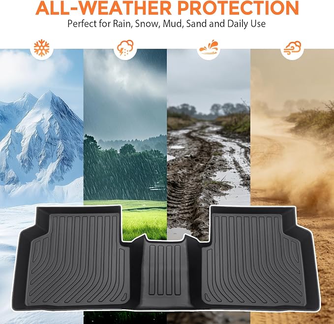 Floor Mats for Ford Escape 2020-2026 (Not for Hybrid) | Heavy Duty TPE All Weather Protection, Waterproof Non-Slip Black for Front & Rear (Two-Row Floor Mats & Cargo Liner)
