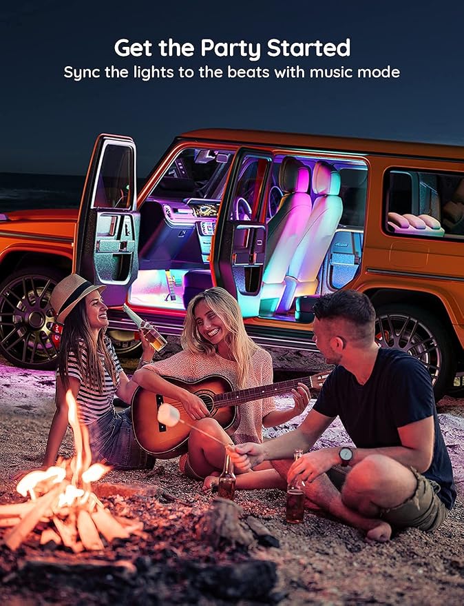 Govee Car LED Strip Lights, Smart RGBIC Interior Car Lights, APP Control | 4 Music Modes and 16 Million Colors, 2 Lines Design LED Lights for Car Decor, DC 12V