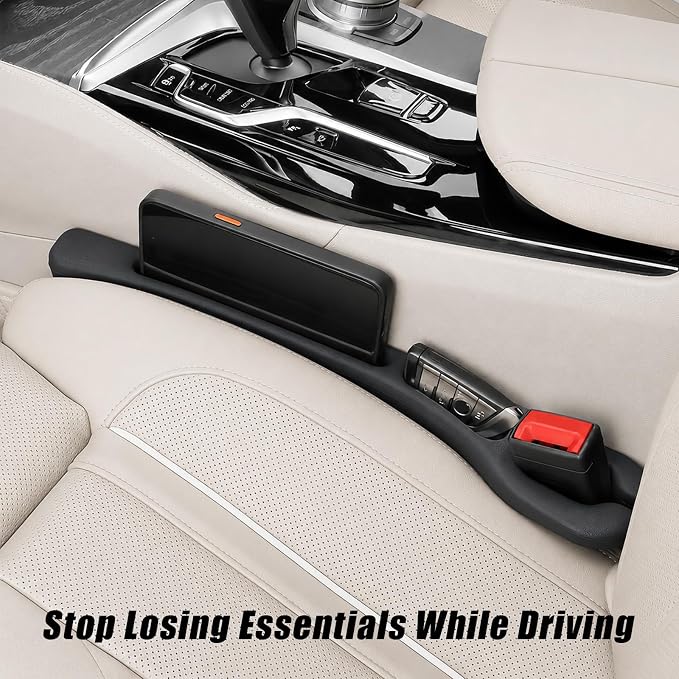 Car Seat Gap Filler Organizer 2 PCS Black Universal Seat Gap Plug Blocker Anti-Drop Console Catcher Phone Keys Storage for Car Truck SUV Auto Accessories Style3