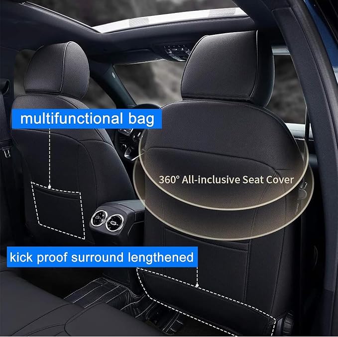 AOMSAZTO Seat Covers for Honda Civic Hatchback 2022-2024 Full Set Black | Custom Fit Sport LX & Hatchback Hybrid Sport Seat Covers, Water Resistant Faux Leather, Pet friendly, Anti-scratch