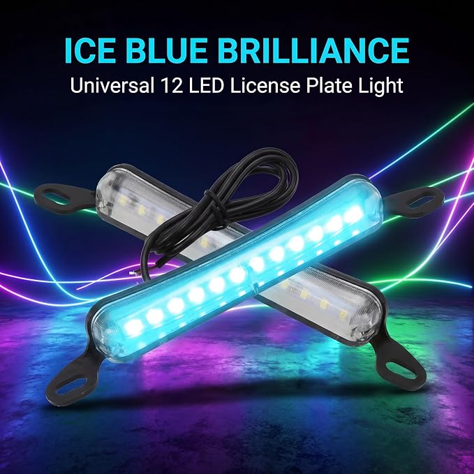 ANKIA Universal 12 LED License Plate Light Running Lamp Reverse Lights Tail Light Assembly for Car Trailer UTV ATV Truck RV Boat (Ice Blue Light)