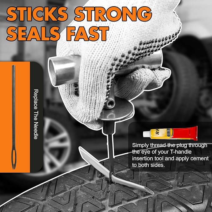 X-BULL Heavy Duty Tire Plug Kit All-in-One Tire Repair Kit with Self-Vulcanizing Plugs & Organized Bag for Car, SUV, Truck, Motorcycle, On Road & Off Road Professional Flat Tire Fix Kit