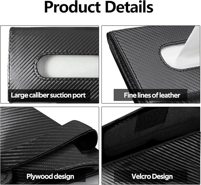 Wuyaoyao Car Tissue Holder, Auto Sun Visor Napkin Holder Mask Holder, Premium PU Leather Car Tissue Holder Visor Tissue Dispenser, Universal Sun Visor Tissue Box for Most Vehicle (Carbon Fiber)