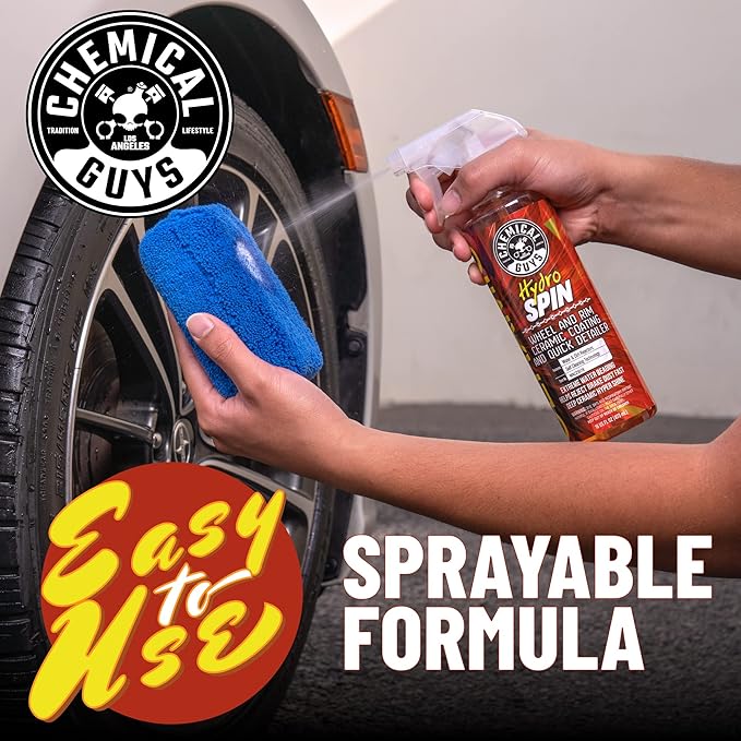 Chemical Guys, HydroSpin Wheel & Rim Ceramic Coating Spray for Rims, 16 oz | Ceramic spray shields wheels, rims and brake parts with a hydrophobic shine that helps grime rinse away