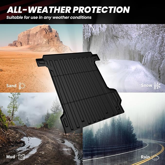 LASFIT Truck Bed Mat for Chevrolet Chevy Silverado EV/GMC Sierra EV 2024-2026 5.9FT Only (Fit with Multi-Flex Midgate, Not Fit Without Multi-Flex Midgate) All Weather TPE Custom Fit Bed Liner