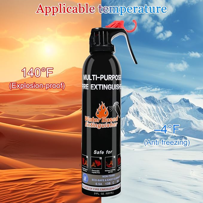 Fire Extinguisher for Home, 4 Pack Vehicle Fire Extinguishers with Mount, Portable Fire Extinguisher Effective on A, B, C, K Fires, Water-Based Extinguisher for Car Boat Office Truck Kitchen Garage RV
