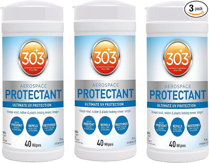 303 (30321) UV Protectant Wipes for Vinyl pMdKwC, Plastic, Rubber, Fiberglass, Leather & More Dust and Dirt Repellant - Non-Toxic, Matte Finish, 120 Towelettes