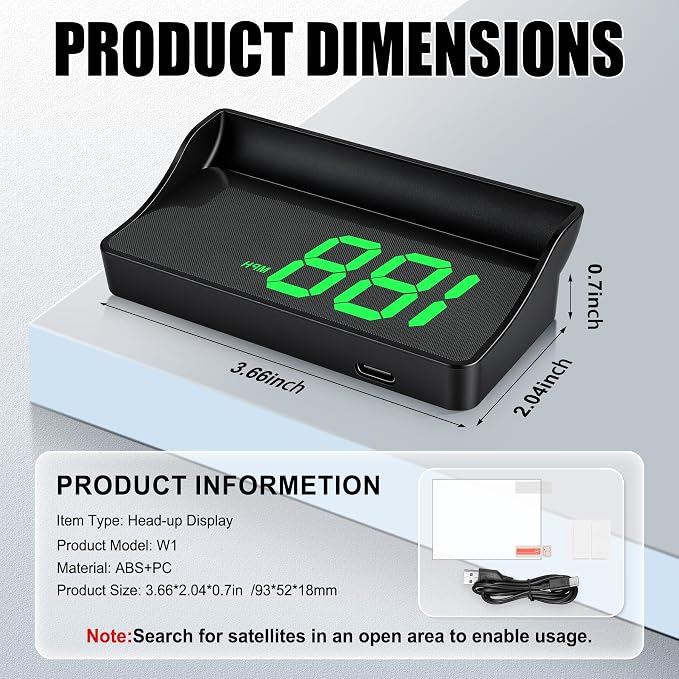SINGARO Heads up Display for Cars, USB Plug Digital GPS HUD Speedometer with HD Large Font, Universal Mile HUD Head up Speed Displays, Car Interior Accessories for Women and Man(Green)
