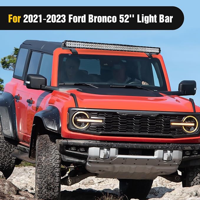Nilight 2PCS 52” Straight LED Light Bar Mounting Bracket Over-Windshield Mount Kit for 2021 2022 2023 2024 2025 2026 Ford Bronco 2/4 Door (1 Pair, Black)