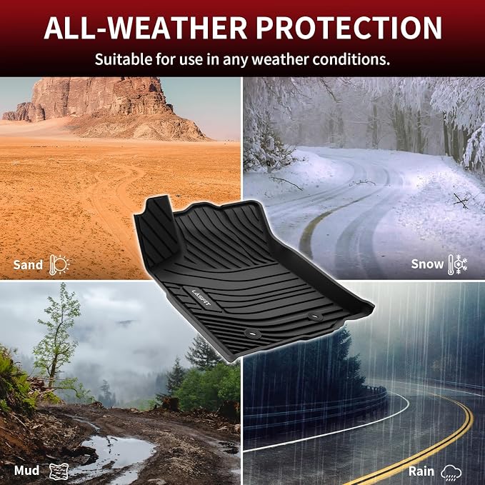 LASFIT Floor Mats for Toyota Tacoma 2016-2023 Double Cab (Only for Automatic) All Weather Custom Fit Floor Liner for Tacoma SR/SR5/TRD/Limited/Trail TPE Mats Front&Rear 2 Row Car Mats, Black