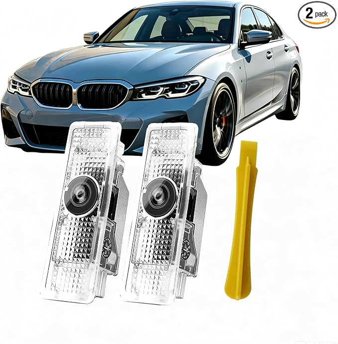 2pcs Car Door Lights Logo Projector,HD Glass Lens Car Welcome Lights,Dual Plug Puddle Light Compatible with 1/3/4/5/6/7/x1/x2/x3/x4/x5/x6/x7/M Series Accessories,Automotive Door Light Replacements