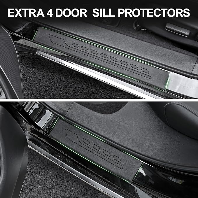 Floor Mats for 2018-2022 Honda Accord (Gas & Hybrid Models), TPE All Weather Durable Floor Liners Door Sill Guards for Honda Accord Accessories