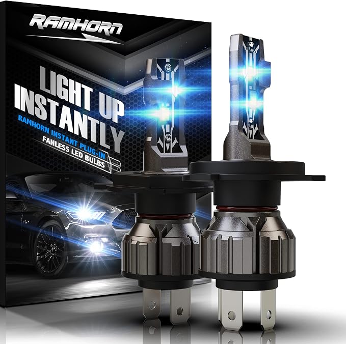 RAMHORN H4 Light Bulbs, 300% Brightness, 1:1 Size, Plug-N-Play, Pack of 2