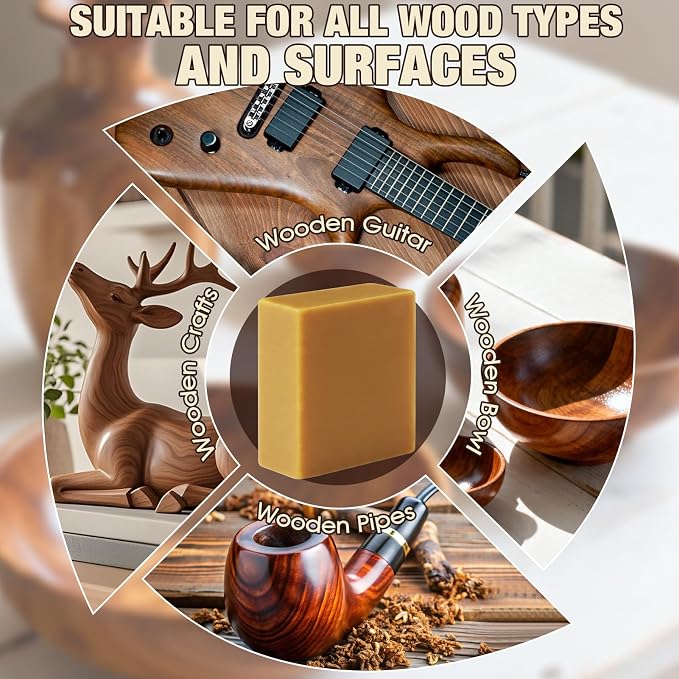 Carnauba Wax for Wood Rotary Buffing Wheel, Enhance Natural Grain | Pure Carnauba Wax Great for Crafts, Polishing and All Woodworking Projects, fills fine cracks, scratches, Easy to Apply, Safe