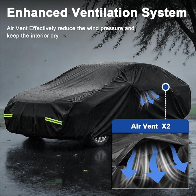Favoto Sedan Car Cover for Automobiles Waterproof All Weather Protection | Dust Rain Sun Windproof Car Tarp Outdoor Universal Fit Sedan (186-193 in) for Camry, Fusion, Accord etc.