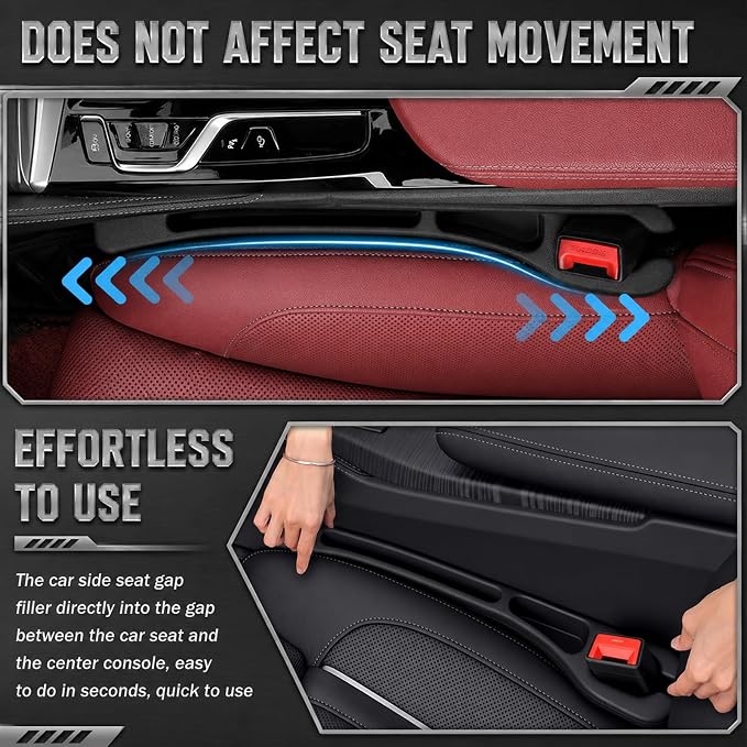 2PCS Car Seat Gap Filler Organizer | Multi-Functional Car Seat Gap Plug with 2 Storage Slots,Universal Cars Seats Gaps Fillers Strip for Avoid Items Falling