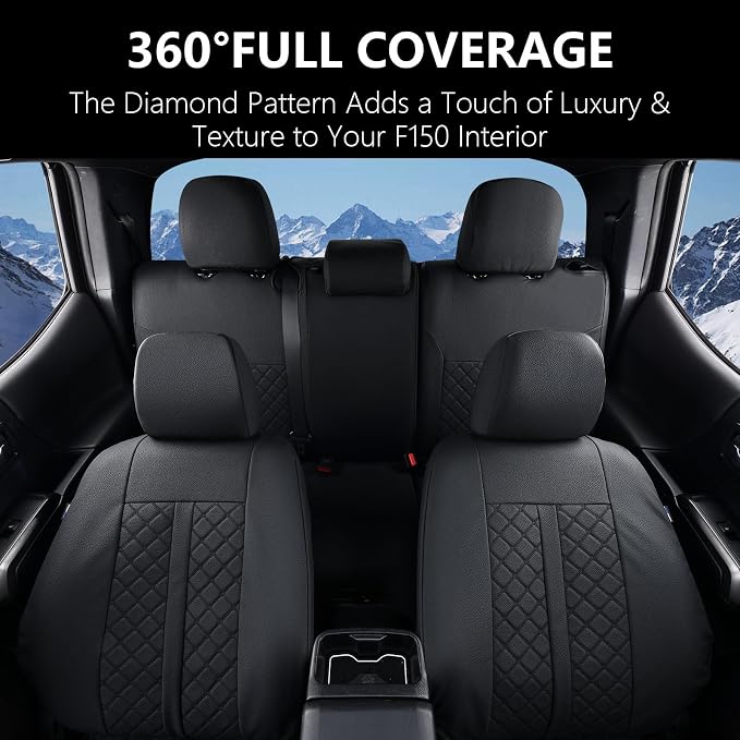 Truckiipa Tacoma Leather Car Seat Covers Full Set Truck Seat Covers Cushion Fit for 2016-2023 Toyota Tacoma Double Crew Cab, Full Set, Black