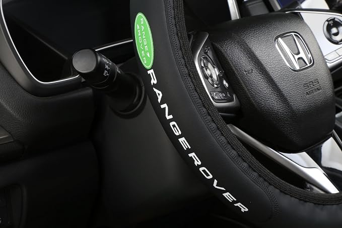Car Steering Wheel Cover, Leather, Anti-Slip Lining, Universal for Range Rover, 14.5-15 Inch, Black