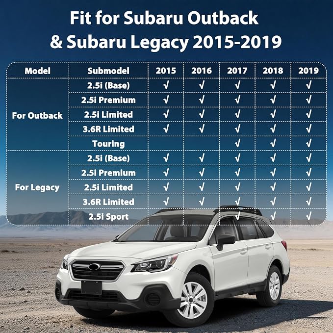 Floor Mats for Subaru Outback Legacy 2015-2019, Custom Fit TPE Liners | All Weather Waterproof Floor Mats, Anti-Slip TPE Protection, Full Set for 1st & 2nd Row Outback & Legacy Vehicles