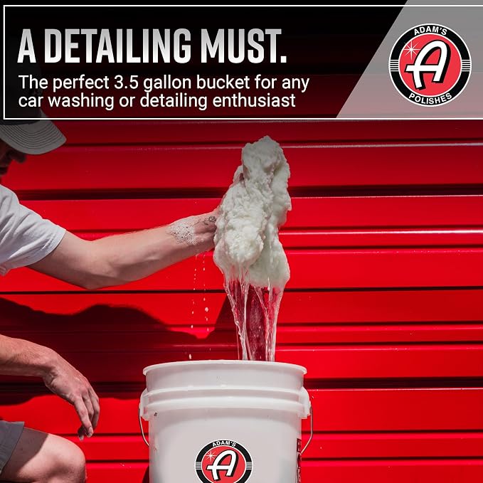 Adam's Polishes 3.5 Gallon Car Wash Buckets & Grit Guards (2 Pack) - Detailing Bucket for Washing & Storage | Stores Soap, Foam Cannon, Towels & More