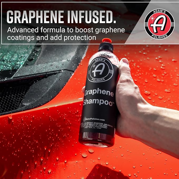 Adam's Polishes Graphene Shampoo 16oz - Ceramic Coating Infused Car Wash Soap - Powerful Cleaner & Protection In One Step - pH Neutral, High Suds For Foam Cannon, Foam Gun, Or Detailing Bucket