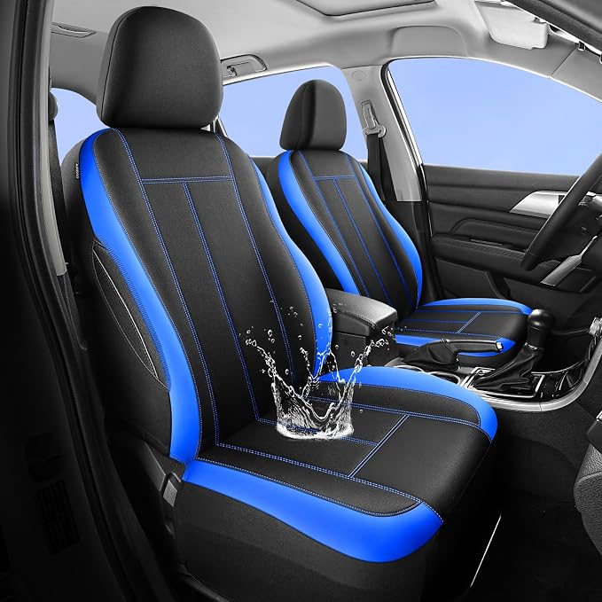 HChengkikz 2 Pack Front Neoprene Car Seat Covers | Waterproof Comfortable Seat Protectors, Airbag Compatible Universal Fit for Sedans, SUVs, Trucks, Vans