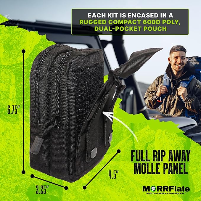 MORRFlate Ultimate 4x4 Tire Plug Kit Heavy Duty Professional Off-Road Tire Repair Kit Includes 50 Vulcanizing Plugs, All-Metal Tools, 4 Replacement Valve Stems, Rip-Away Molle Bag and Accessories