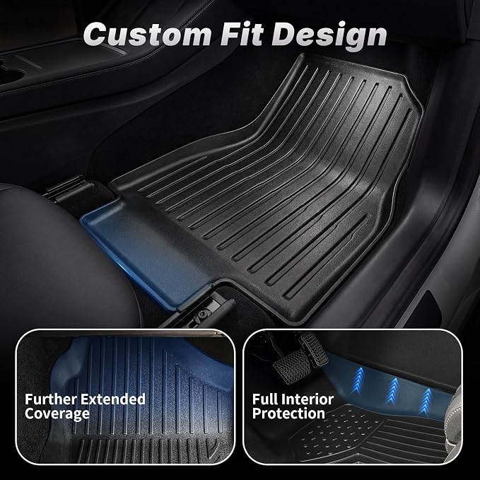 OEDRO Tesla Model Y Juniper Floor Mats 2025 2026 Custom Fit All-Weather TPE Model Y Performance/Premium Back Seat Protector, Cargo Liner, Trunk & Interior Model Y Accessories