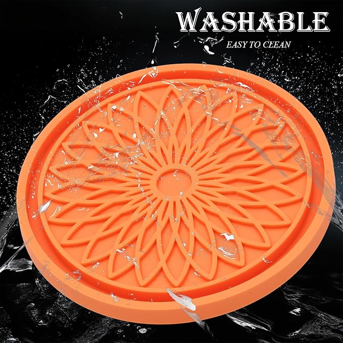 2-Pack Car Cup Holder Coaster Inserts, 2.75 Inch Non-Slip Silicone Liners, Shockproof Drink Holder Mat for Women Men, Universal Fit for Most Vehicles (Orange)
