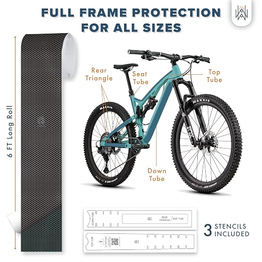 Bike Frame Protection Tape- High Impact Clear Vinyl Wrap Includes Tool (4”x72) Bicycle Frame Protector, Mountain Bike Frame Guard Chainstay Protector (Dragon Scale)