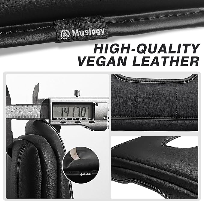 Muslogy Center Console Armrest Cover Fit for Chevy Silverado & GMC Sierra 1500 2500 3500HD 2014-2018 Accessories, Comfort Armrest Pad Console Lid Cushion Vegan Leather 1-Inch Thick(Split Bench Seat)