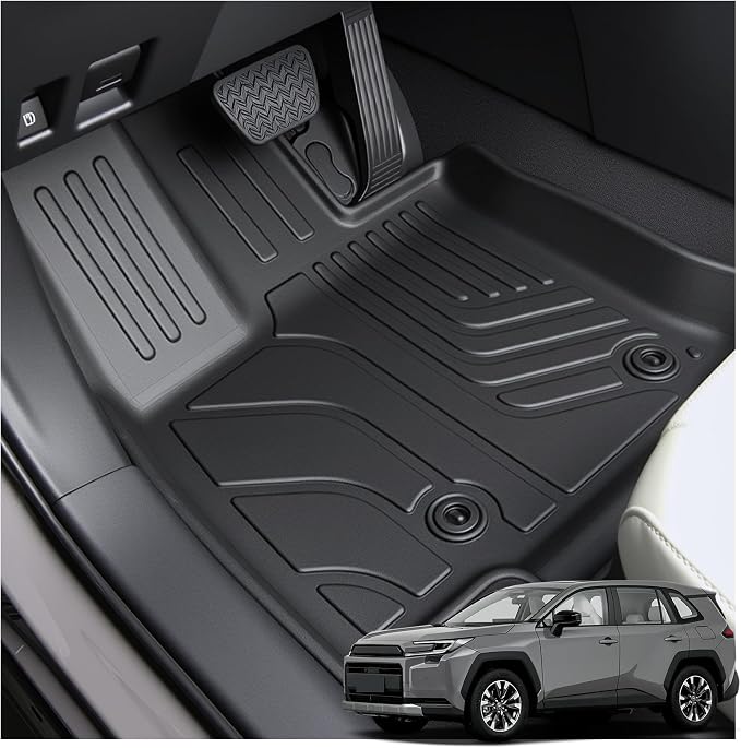 Floor Mats & Cargo Liner for 2026 Toyota RAV4 PHEV(Suitable for Plug-in Hybrid), All Weather TPE Custom Fit Floor Mat Set with Waterproof Anti-Slip Protection,Accessories for 2026 RAV4 PHEV