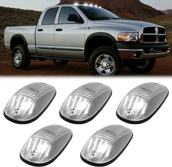 R&F Auto Cab Lights for 2003-2018 Ram 1500 2500 3500 Top Roof Running Lamps | For 15-23 Challenger LED Red Tail Rear Bumper Reflector Powered by 80-SMD LED Chips|Super Brightness|3D Lighting