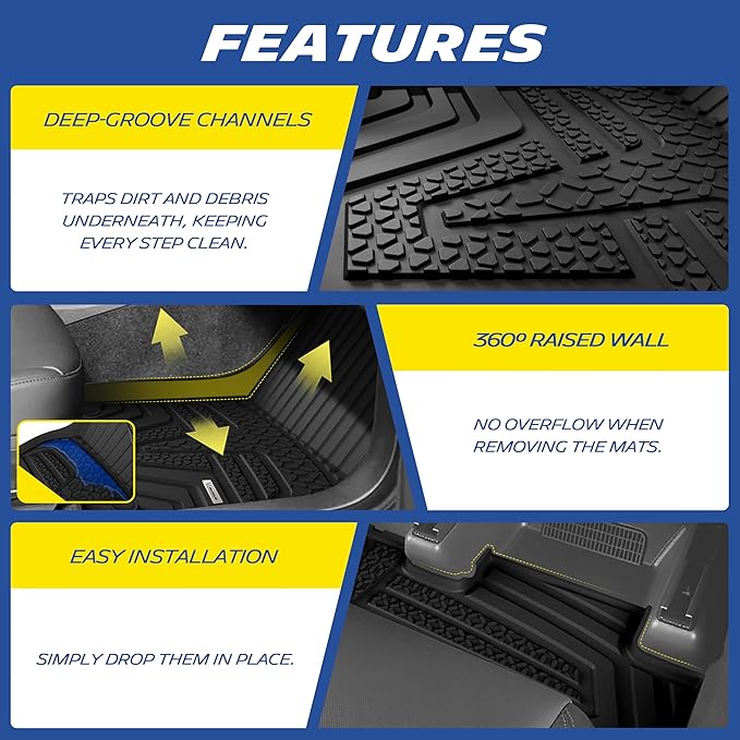 Michelin Vehicle Mats, All-Weather TPE Custom Fit Liner for 2015-2026 Ford F150/2022-2025 Lightning SuperCrew & Super Cab Carpet Floor, First Row, Elite