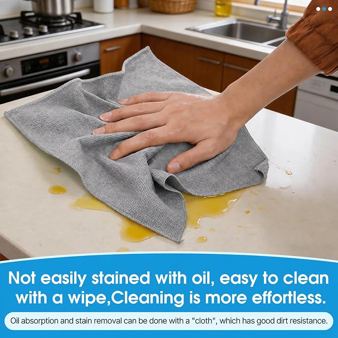 QYL Microfiber Cleaning Cloth,12 Pack Cleaning Rags, Cleaning Towels, 11.8"X11.8", Grey