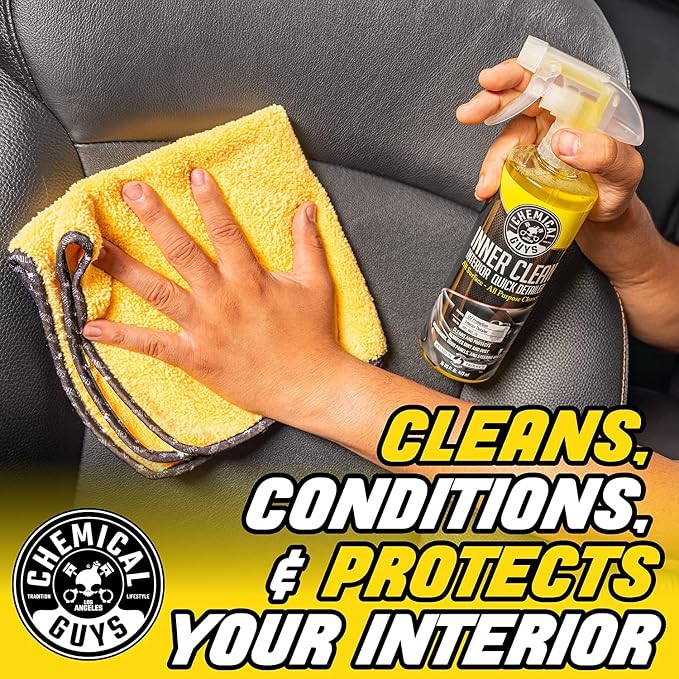 Chemical Guys, InnerClean Interior Quick Detailer, Pineapple Scent, 32 oz | Spray-and-wipe detailer cleans and refreshes dashboards, door panels, seats and trim, pineapple scent, non-greasy