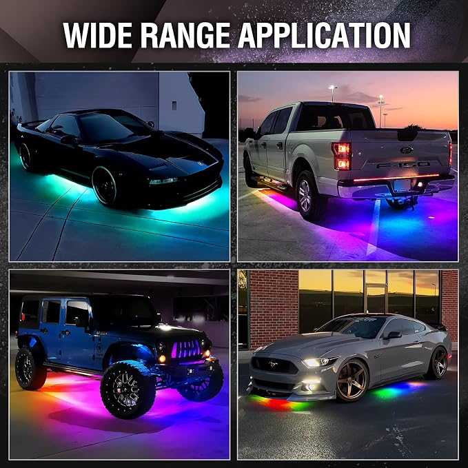 OPT7 Aura DreamColor Underglow Chasing Lights for Truck with APP & Remote | Waterproof Aluminum Frame, RGB-IC LED Bar, Rainbow Ground Effects, Exterior Off Road Accent Lighting, 12V Pickup Accessories